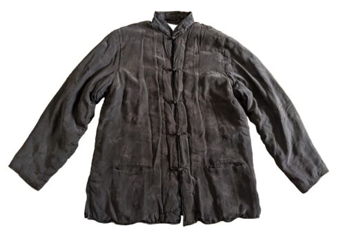 Double Horse Brown Silk Asian Jacket Size Medium