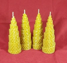4 X 100% pure beeswax pillar candles Eco-friendly ( 10cm/3.5cm )(spiral candles)