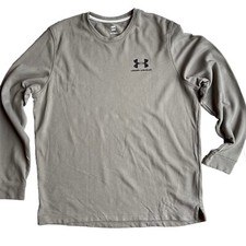 Under Armour Men  s Size XL Sportstyle Terry Logo Crew Pullover Gray Sweatshirt