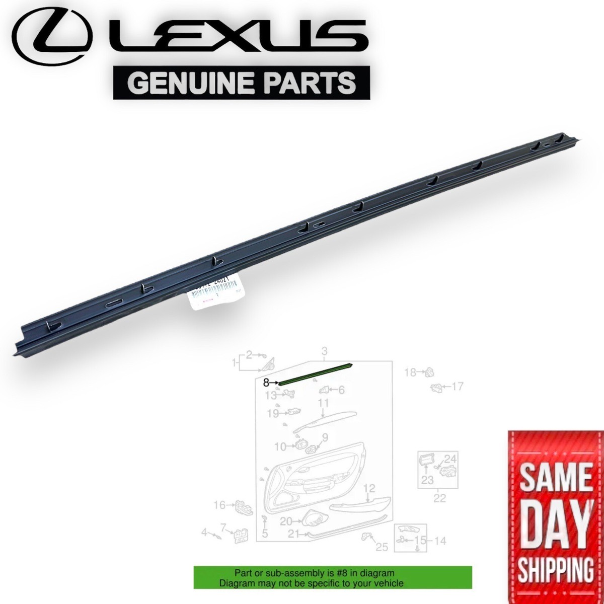 02 - 10 LEXUS SC430 DRIVER LEFT INNER DOOR GLASS WINDOW 02 - 10 LEXUS SC430 DRIVER LEFT INNER DOOR GLASS WINDOW