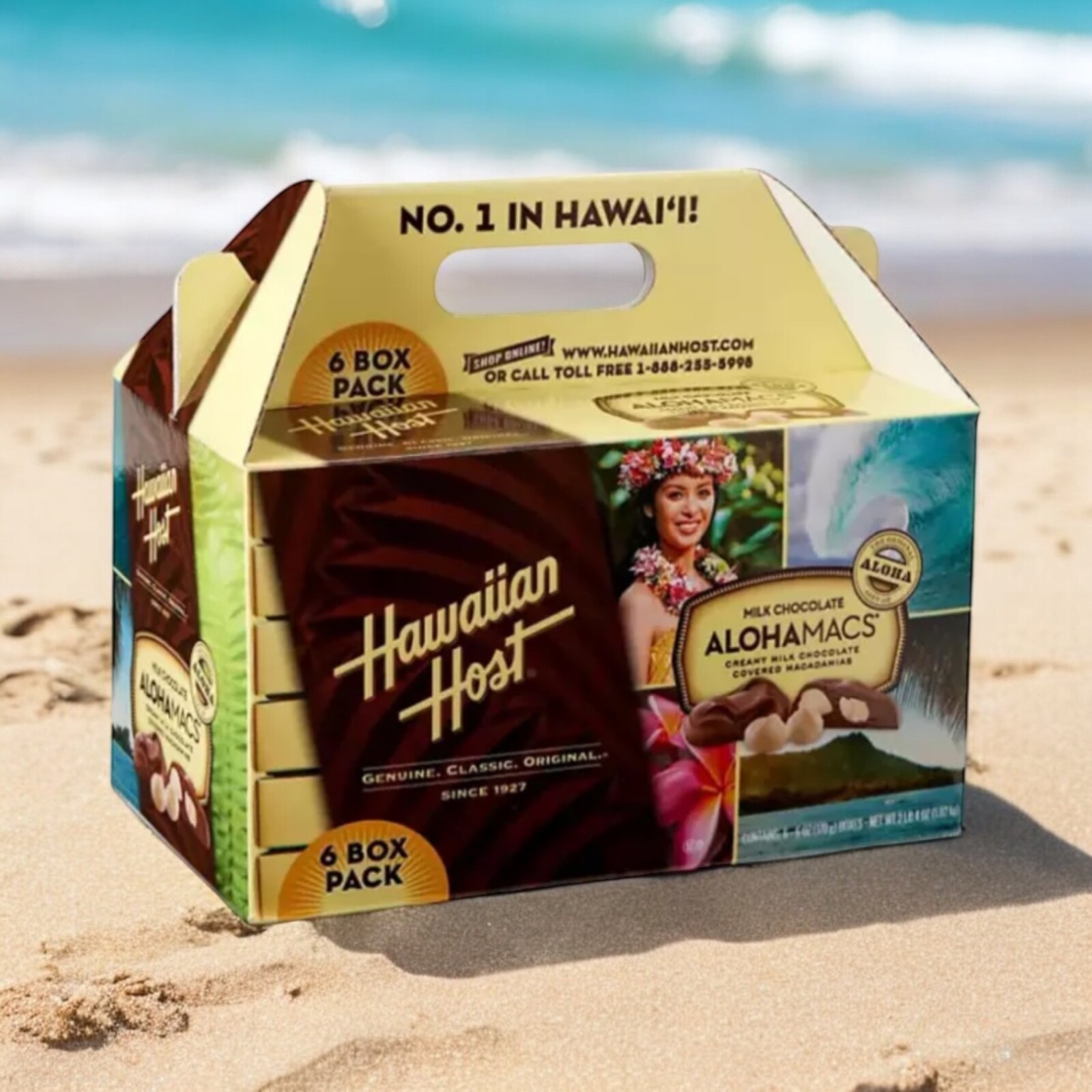 Hawaiian Host Milk Chocolate AlohaMacs Covered Macadamias 5 Box Pack,Total 30 oz