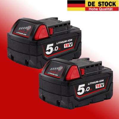 2x Für Milwaukee M18 High Output Akku M18B6 18V XC 5,0 Li-Ion 48-11-186