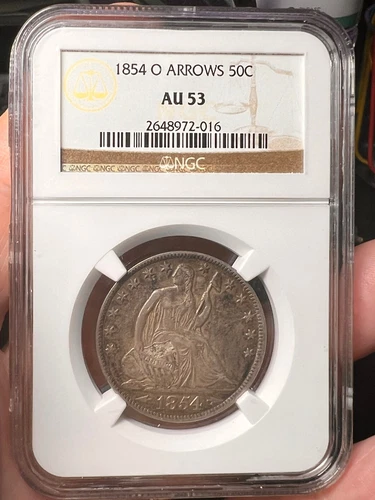 1854-O Arrows   Liberty Seated Silver Half Dollar   NGC AU53