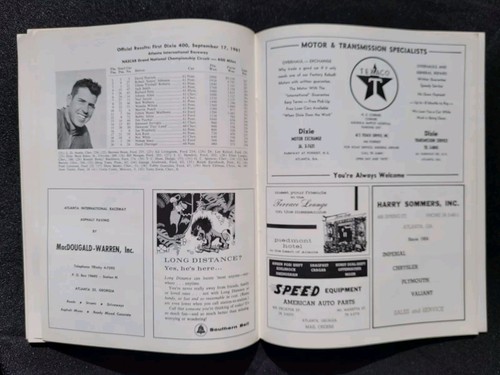 1962 NASCAR Grand National Atlanta 500 Program/Lineup, Fred Lorenzen Win #4 - Picture 13 of 16