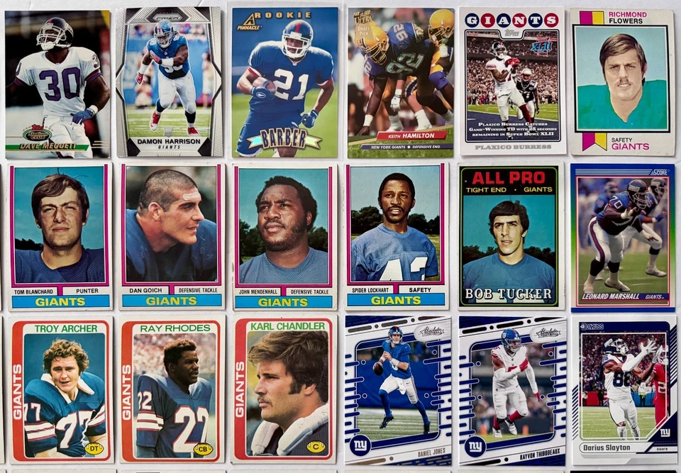 New York Giants Topps Panini Fleer NFL Football Cards 1960 to 2024 Lot of 55 - Image 3 of 4