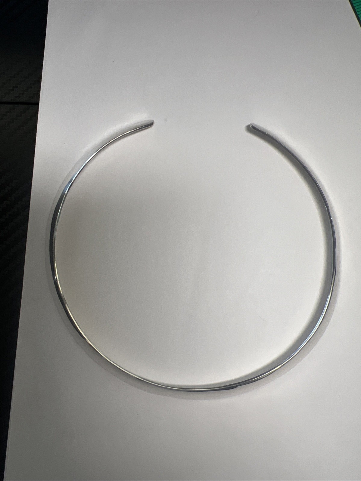 Solid Sterling Silver Torque Choker Necklace 925 … - image 2