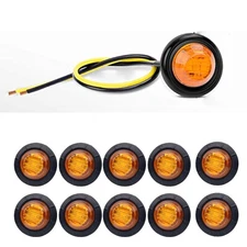 10PCS LED Car Small Round Side Marker Light Lorry Button Lamp Off-Road