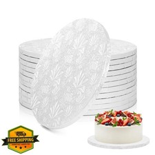 Ohuhu 12pc 10" White Cake Boards Drum 1/2" Thick Maple Leaf Pattern