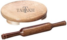 Tabakh Manual Wooden Roti Chapati Flatbread Tortilla Presser Maker with Rolli...