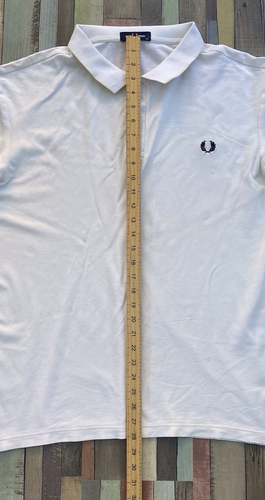 Polo uomo Fred Perry 1/4 bottoni bianca maglia cotone taglia XXL vintage - Foto 5 di 12
