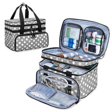 Double Layer Medicine Bag with 2 Detachable Pouches, Pill Bottle Organizer fo...