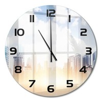 Glasuhr Design-Wanduhr Ohne TickgeräUsche Wolkenkratzer Schwarze Zeiger Fi60 Cm