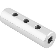 Round Polished Aluminum Fuel Block 3-hole