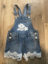 Wonder Nation Girls Overalls Lace Trim 3T Denim Pockets Summertime