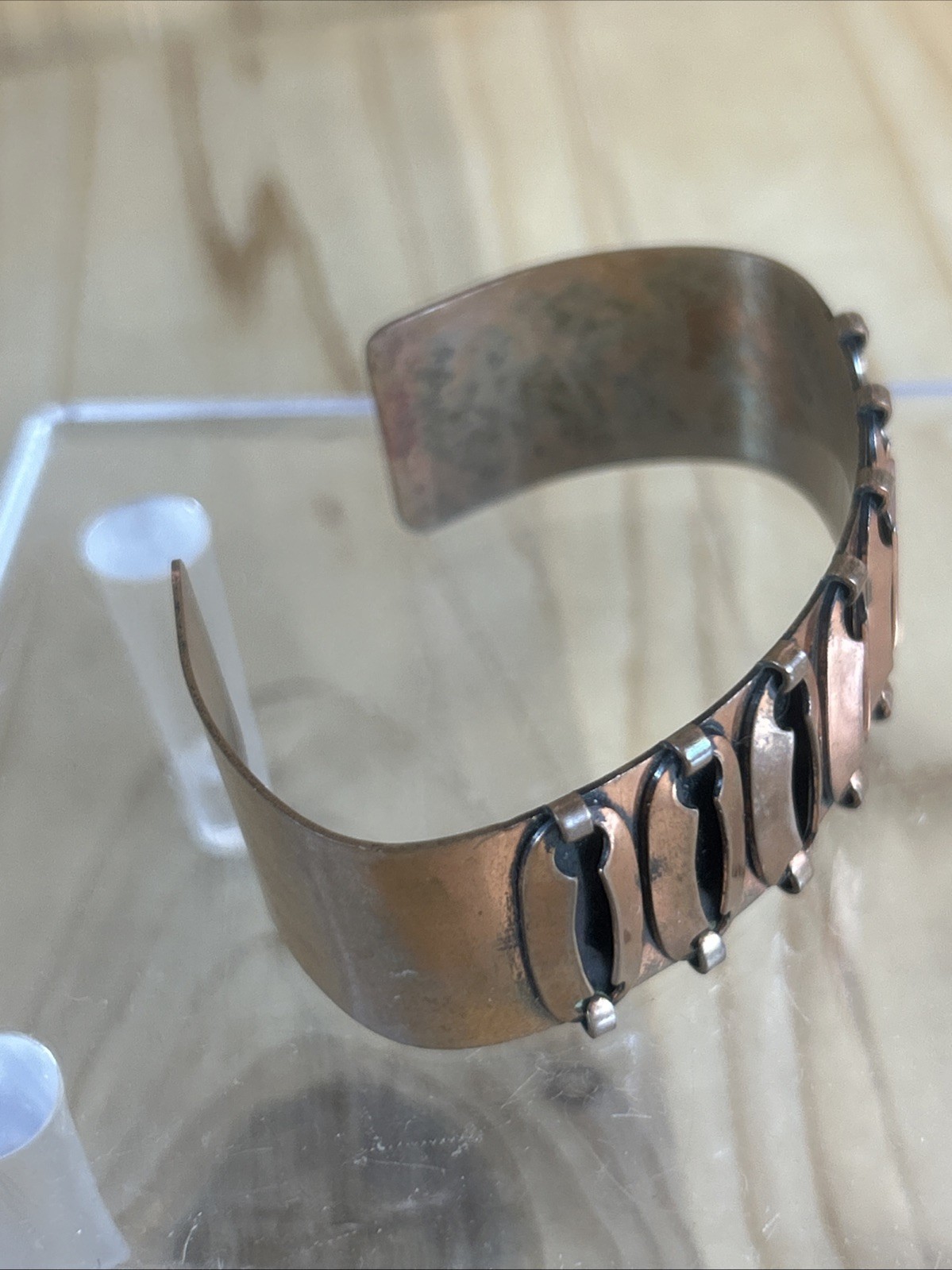 Solid Copper Cuff Bracelet Vintage Keyhole Design… - image 6