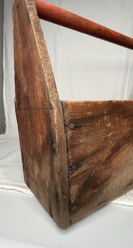 Vintage Wooden Handled Tool Box Storage Handmade Farmhouse 15 X 11 X 5.5 X 6.5” - Picture 11 of 20
