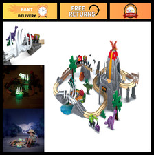 Dinosaur Railway Adventure Playset - Wooden Train Track Set for Kids, Fun Gift