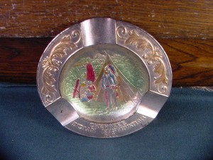 Vintage Chief Cherokee Indian Reservation N C Metal Ashtray North Carolina