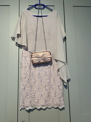 SWING Damen Klitzerkleid Gr. 38 Rosa inkl. Handtasche