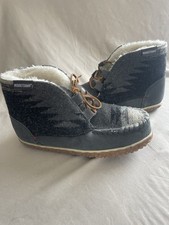 Minnetonka Womens Size 9M Ankle Boots Faux Fur Lined Gray Lace Up Moccasin Boot