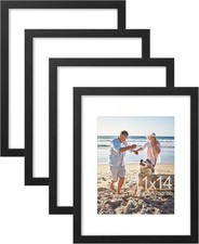11x14 Picture Frame, Display Pictures 8x10 with Mat or 11x14 without Mat, Wal...