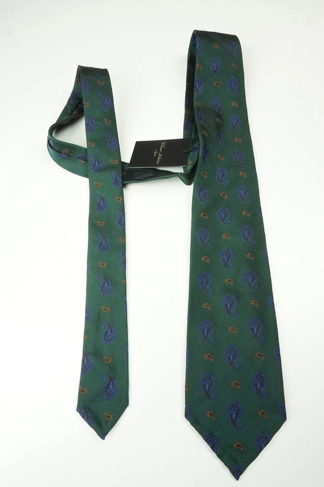 Cesare Attolini лес зеленый фиолетовый коричневый пейсли 100% шелк галстук совершенно новый - Изображение 2 из 4