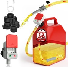 Fuel Transfer Pump with Auto-Stop, 3.2 Gallon per Min, 51" Extra Long Hose, Batt