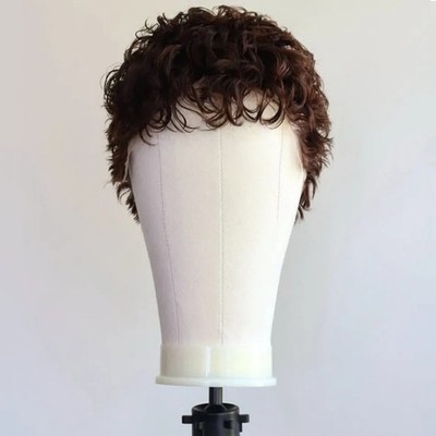 Pixie Cut Full Lace Wig For Men Brown Short Human Hair Wig With Bangs Male Wigs