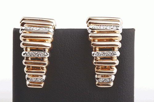 Ohrclips Triolor Gold 750 18K mit Brillanten Diamant Top!  