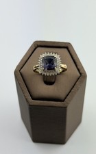 Tanzanite And Diamond 9ct Gold Ring , Vintage And Hallmarked , Natural Gemstones
