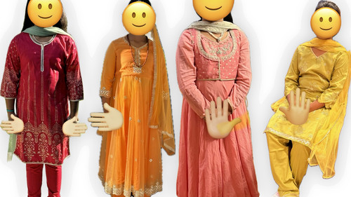 Biba Girls Indian Lot 4 Heavy Work Anarkali Sets 8–11Y Dry Cleaned Ready Wear