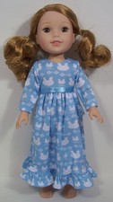 Blue Bunny Nightgown Doll Clothes For Wellie Wisher Wishers 14" Debs 