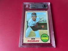 Dick Bosman Senators MLB 1968 Topps Card Signed Auto Beckett  BAS ENCAPSULATED