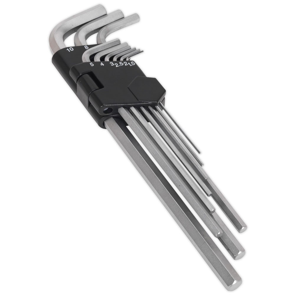 Sealey Hex Key Set 9pc Extra-long Metric