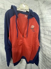 New Fila Full Zip Hooded Sweatshirt XXL Red with Blue