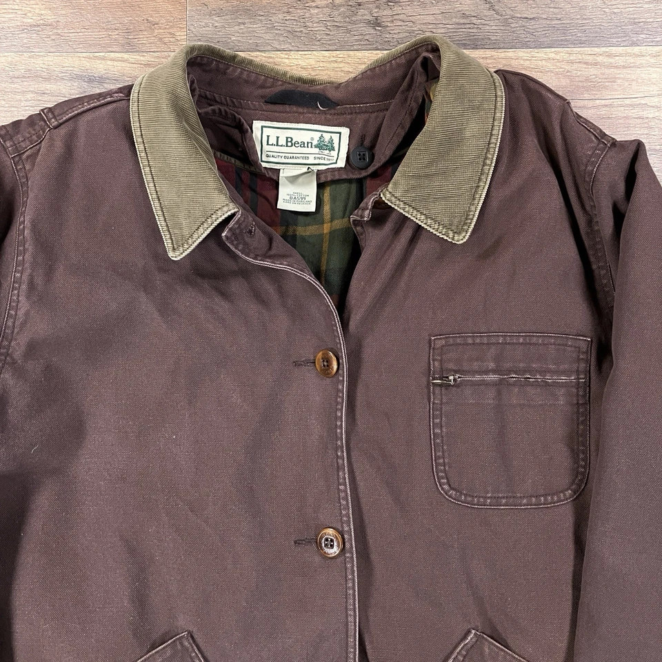 LL Bean Chaqueta Mujer 3X Marrón Lona Franela Forrada Peso Pesado Granero Tareas Abrigo Foto 2 de 4