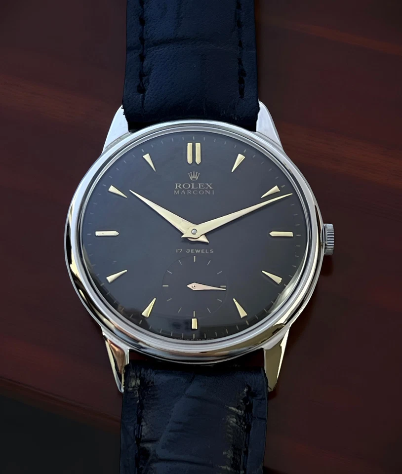 VTG ROLEX MARCONI JUMBO BLACK DIAL NICKEL PLATED CASE 37,2mm DIAMETER FROM 1930 - Image 2 of 4