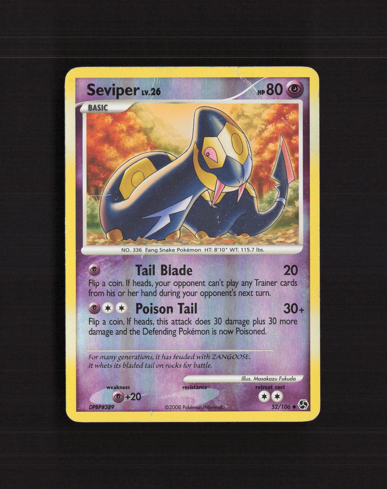Seviper 52/106 Great Encounters Reverse Holo Pokemon Card DMG