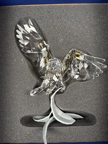 FIGURA DE BÚHO NEVADO SWAROVSKI CRISTAL SOULMAMETES EN TONO PLATEADO RARA - Imagen 1 de 17