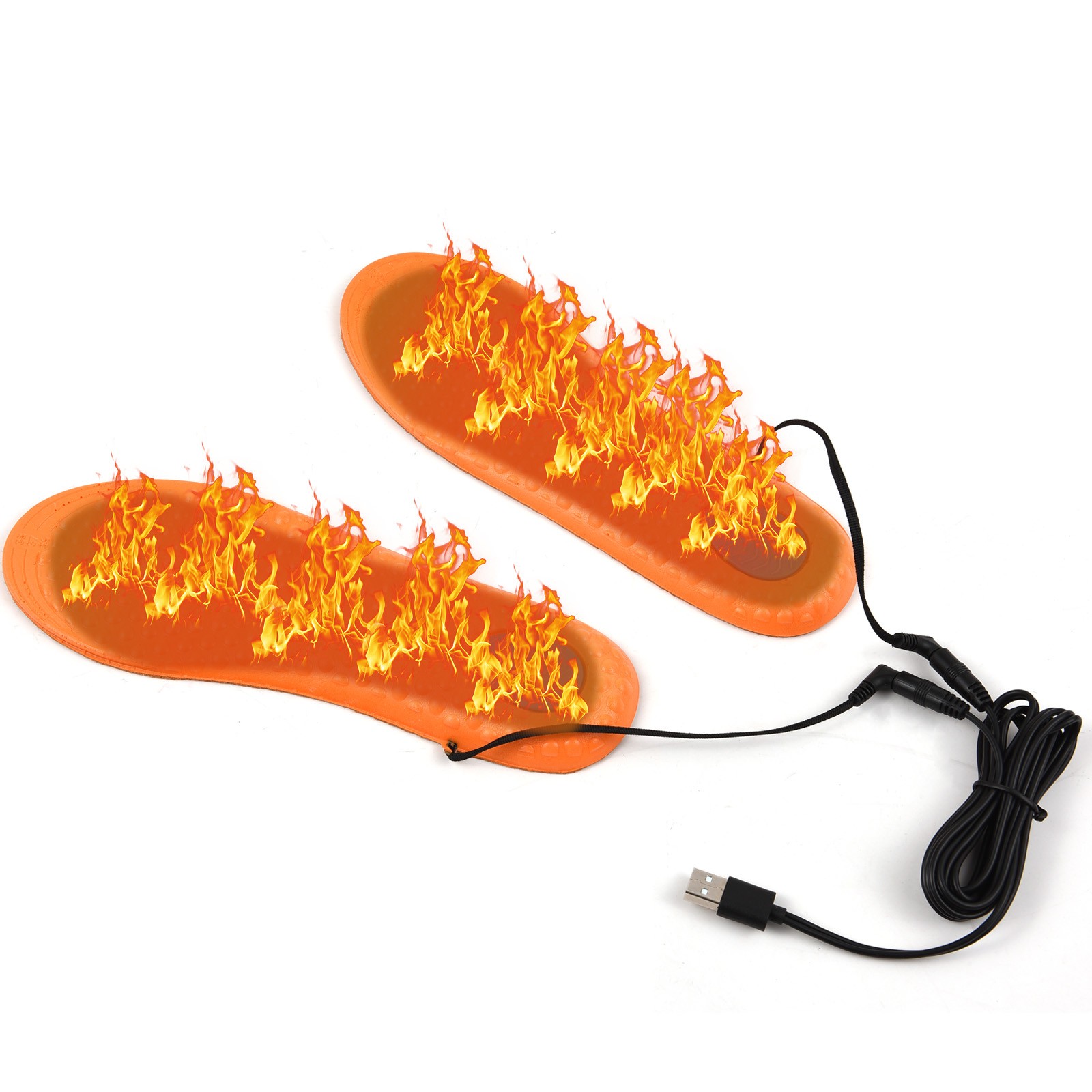 USB Rechargeable Electric Heated Shoe Insoles Heating Shoe Inserts Foot Warmer