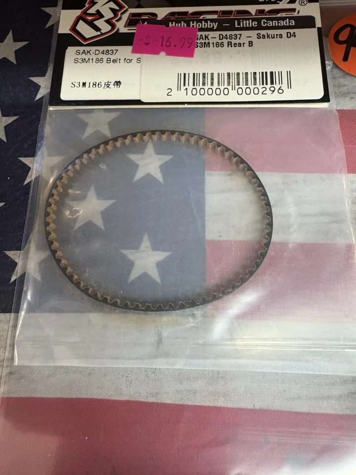 CINTURÓN 3RACING SAK-D4837 S3M186 para: SAKURA D4/186 dientes Foto 3 de 4