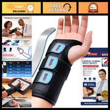 2 Pack Adjustable Wrist Brace for Carpal Tunnel Relief Arthritis Support, Blac