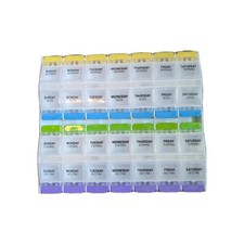 Apothecary Medtime 2XL Weekly Pill Organizer 4XDay 4 weeks 28 slots Push button