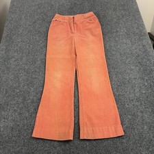 Vintage Sears Pants Womens 27 Orange Corduroy Wide Leg Flare 70s Retro Boho