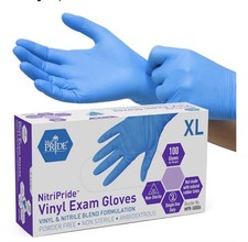 Med Pride NitriPride Nitrile-Vinyl Blend Exam Gloves, X-Large, Powder-Free 100 