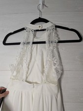 NEW Lulus White Lace Maxi Dress S Halter Wedding Rehearsal Bridal Engagement NWT