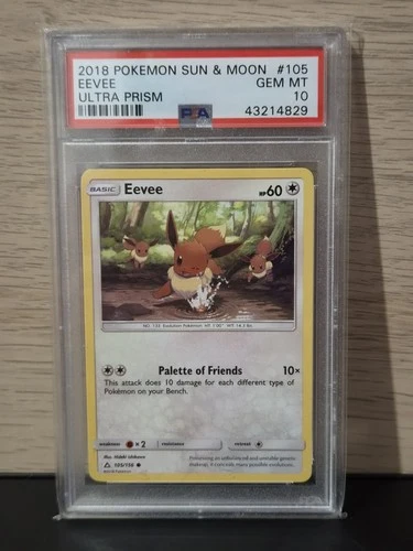 Pokemon Eevee 105/156 - Non Holo - SM Ultra Prism Psa 10 Gem Mint