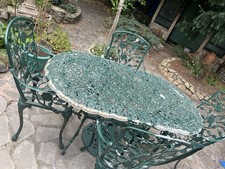 Large Dark Green Aluminium Garden Table With 6 Chairs Needs Some Tlc Garden Set