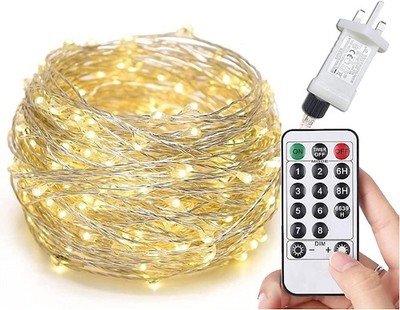 Gresonic Lichterkette Stecker 100 LED 10m/33ft warmweiß 8 Modi Netzbetrieben