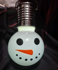 Solar LED Lighted Plastic  Snowman Face Light Bulb Christmas TREE Ornament